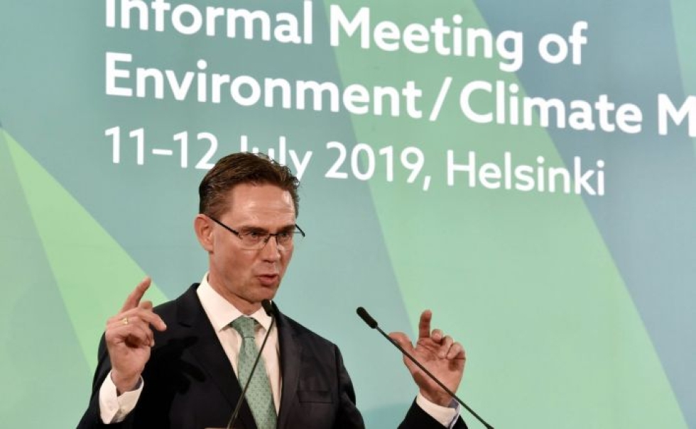 EU-komission varapuheenjohtaja Jyrki Katainen EU:n epävirallisessa ympäristöministerikokouksessa Helsingissä 12. heinäkuuta 2019. LEHTIKUVA / JUSSI NUKARI