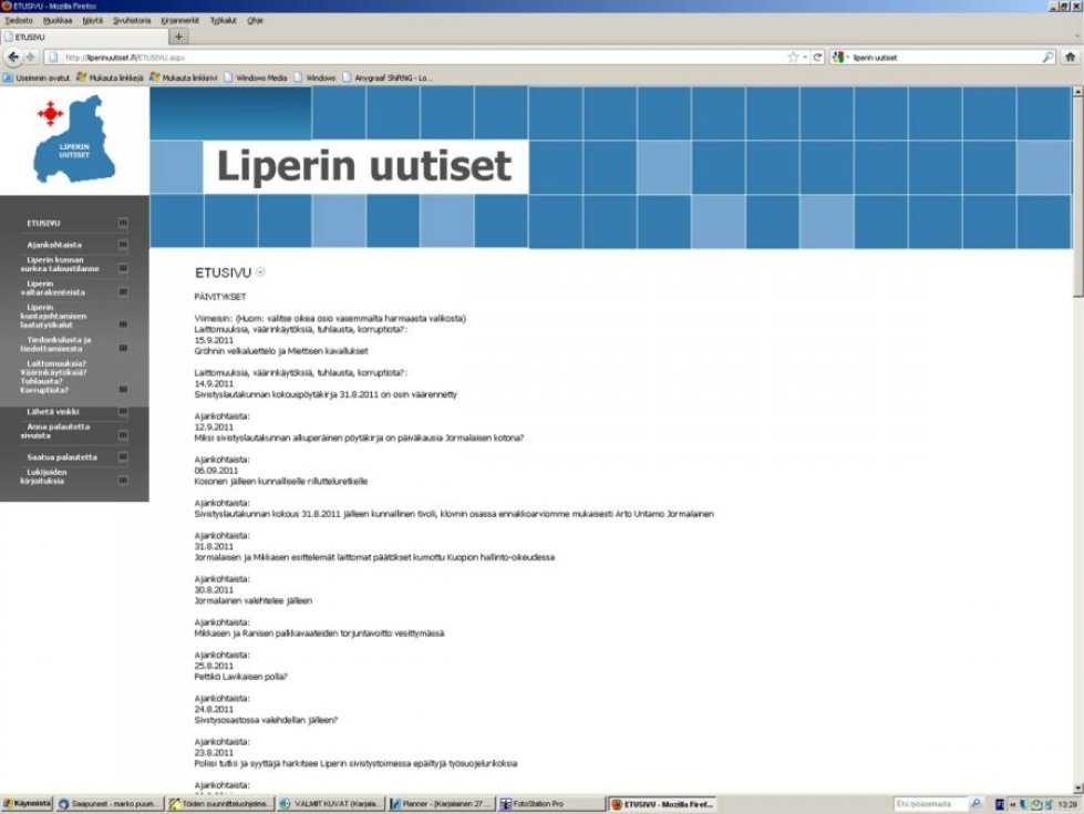 Urpo Airaksinen julkaisi Liperin.uutiset.fi-verkkosivustoa.