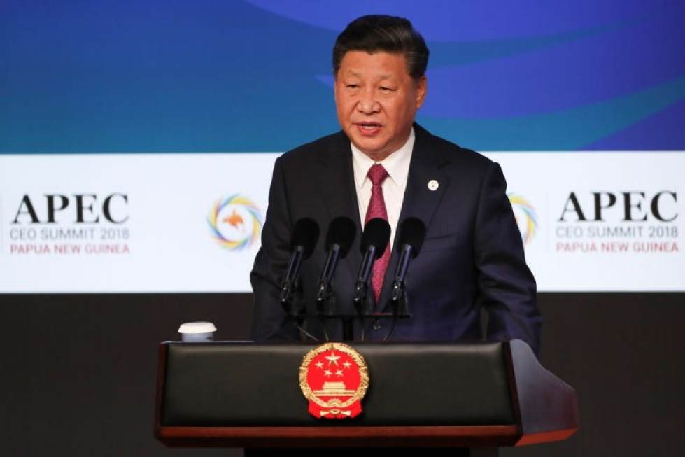 "Historia on näyttänyt, että yhteenotto --- ei tuota voittajia", Xi Jinping sanoi. LEHTIKUVA/AFP
