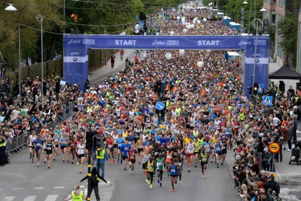 Viime vuonna Tukholman maraton juostiin heti kesäkuun alussa. LEHTIKUVA/AFP.