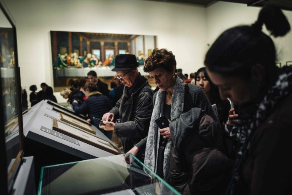 Leonardo da Vinci -näyttelyssä Louvressa vieraili liki 10 000 ihmistä päivässä. Kuva otettu 21. helmikuuta. LEHTIKUVA/AFP