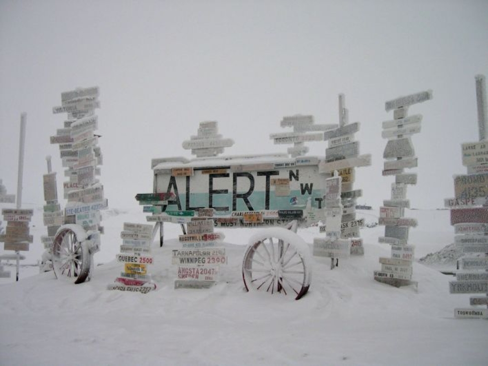 Kanadan Alert on maailman pohjoisin paikka, missä on vakituista asutusta. Se sijaitsee vain alle 1000 kilometrin päässä pohjoisnavasta. LEHTIKUVA / AFP