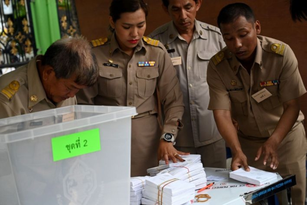 Vaalit ovat Thaimaassa ensimmäiset sen jälkeen kun sotilasjuntta syrjäytti siviilihallituksen. LEHTIKUVA/AFP