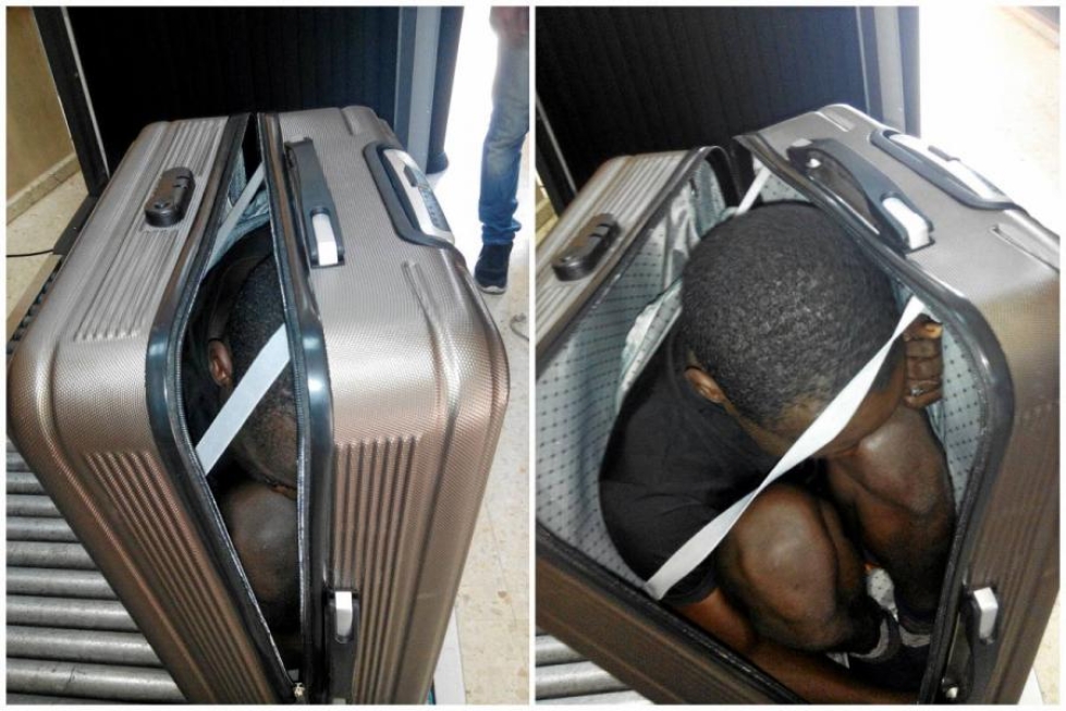 19-vuotias afrikkalaismies oli sulloutunut matkalaukkuun yrittäessään päästä laittomasti Eurooppaan.
