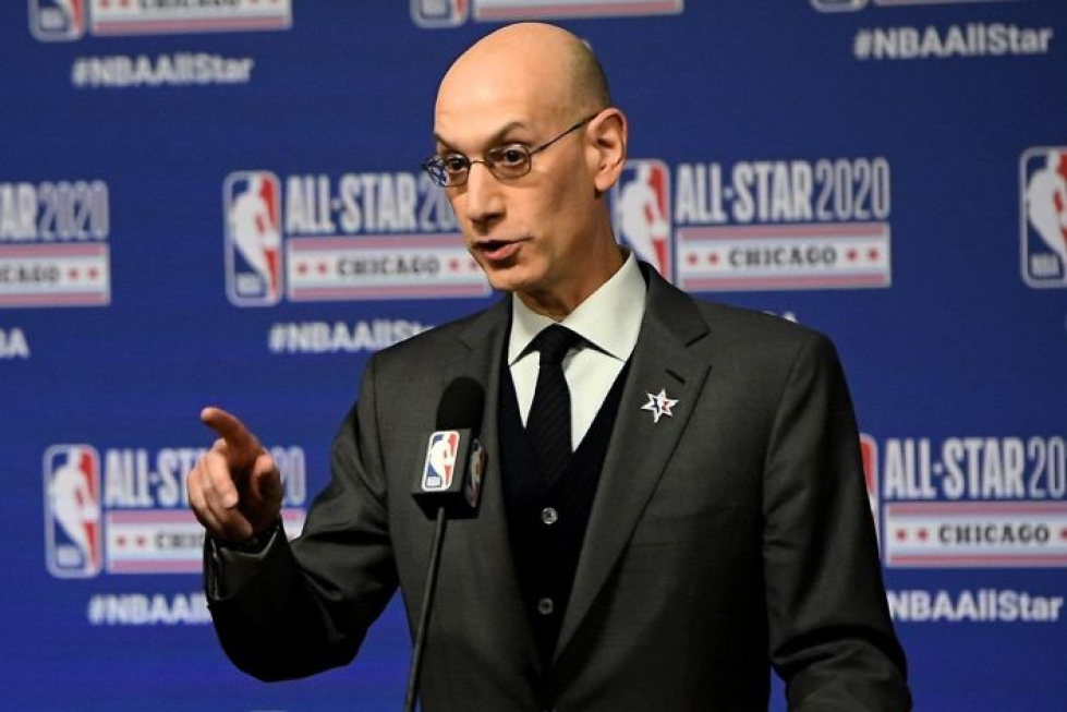 Jos virus leviäisi merkittävästi, NBA-kausi keskeytettäisiin taas, sanoo liigan komissaari Adam Silver. LEHTIKUVA/AFP