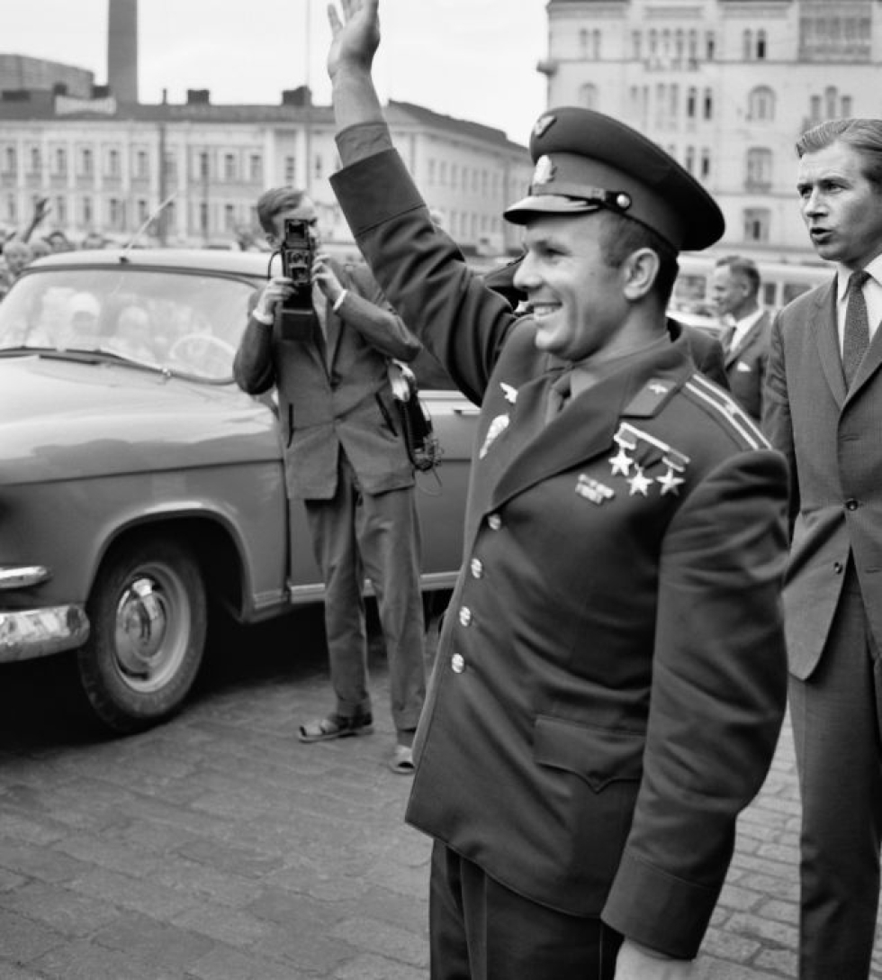 Juri Gagarin vieraili Suomessa kesällä 1961. Kuvassa Gagarin Tampereella. LEHTIKUVA