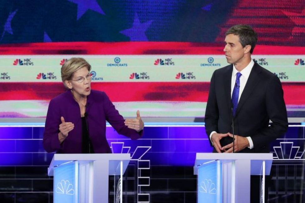 Elizabeth Warren ja Beto O'Rourke olivat väittelyn seuratuimpia ehdokkaita. Lehtikuva / AFP