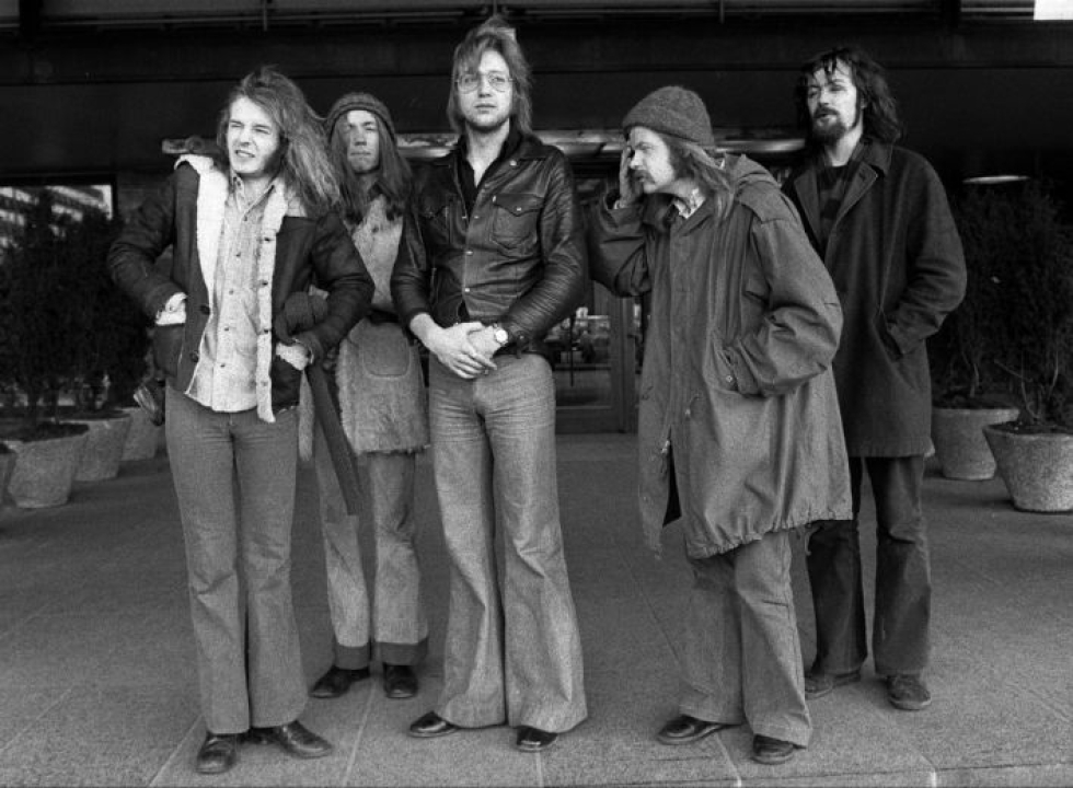Tasavallan presidentti -yhtye helmikuussa vuonna 1973. Vesa Aaltonen on kuvassa vasemmalla.