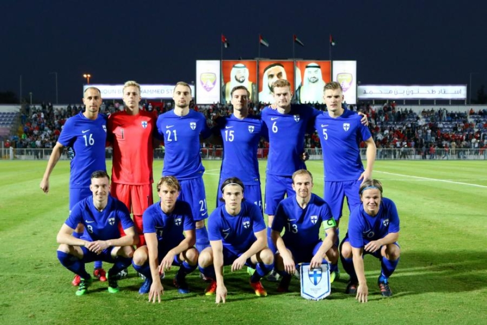 Suomen jalkapallomaajoukkue pelasi eilen voitokkaasti Marokkoa vastaan. Lehtikuva / Nezar Balout