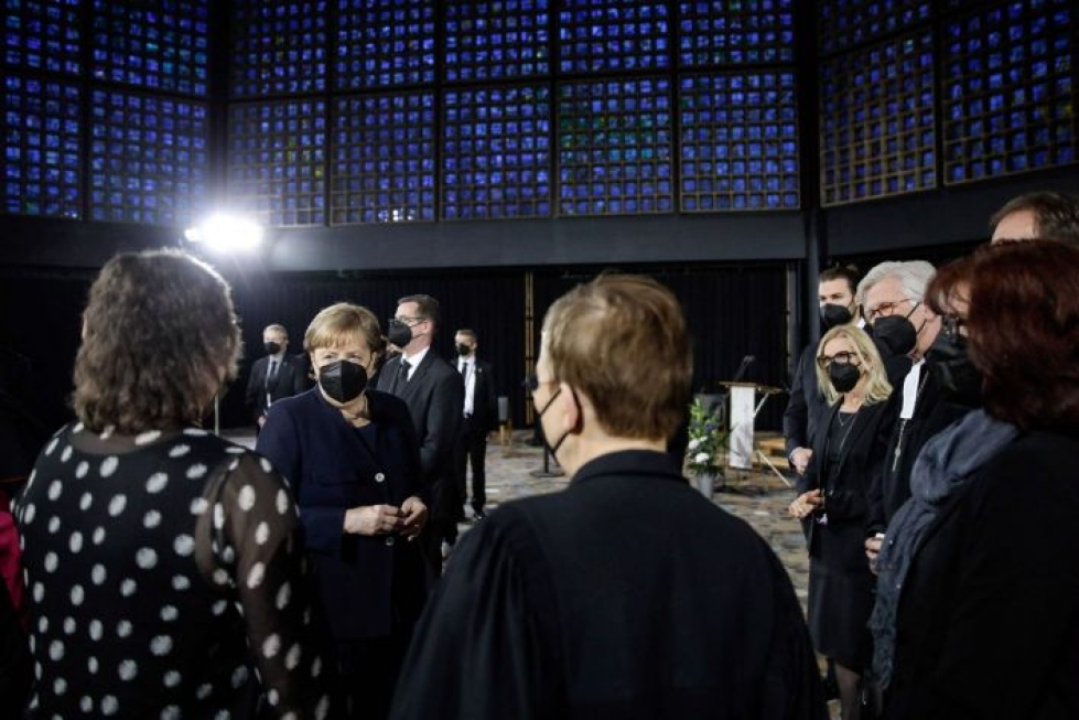 Liittokansleri Angela Merkel osallistui ekumeeniseen jumalanpalvelukseen. Lehtikuva/AFP