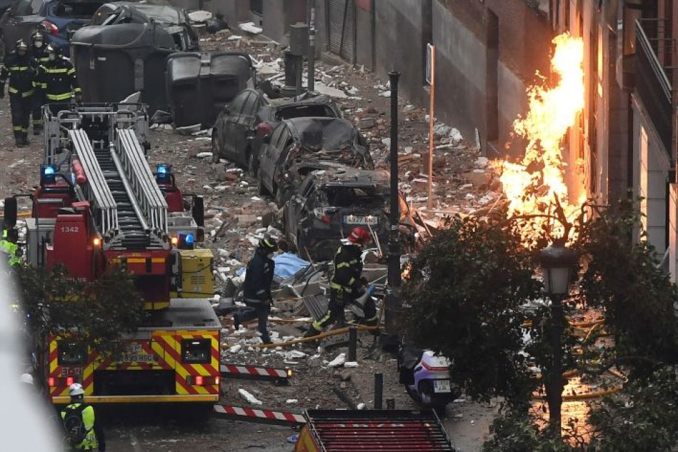 Räjähdys tapahtui keskiviikkona Madridin keskustassa sijaitsevassa kerrostalossa pappien asuintiloissa. LEHTIKUVA/AFP