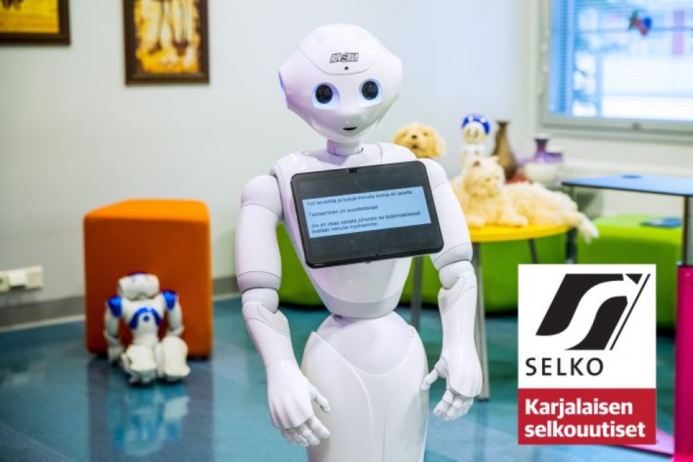 Pepper-robotti osaa vastata kysymyksiin. Siksi se voi esimerkiksi neuvoa ihmisille, missä jokin paikka on.