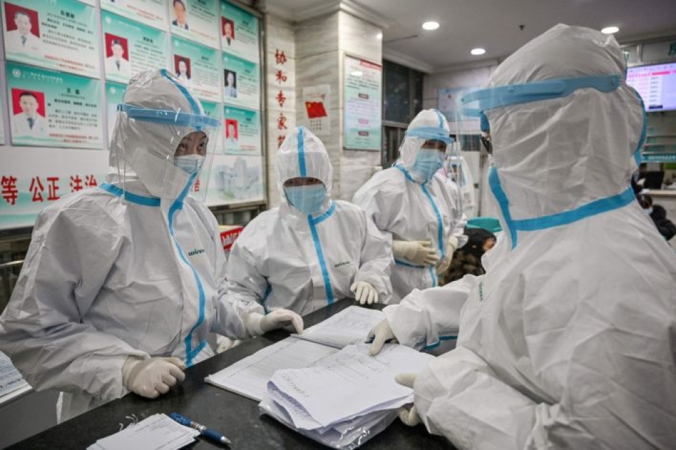 Kiinan terveysministeri kertoi sunnuntaina koronaviruksen leviävän itämisaikanaan. Kuva sairaalasta Wuhanin kaupungissa Kiinassa. LEHTIKUVA/AFP