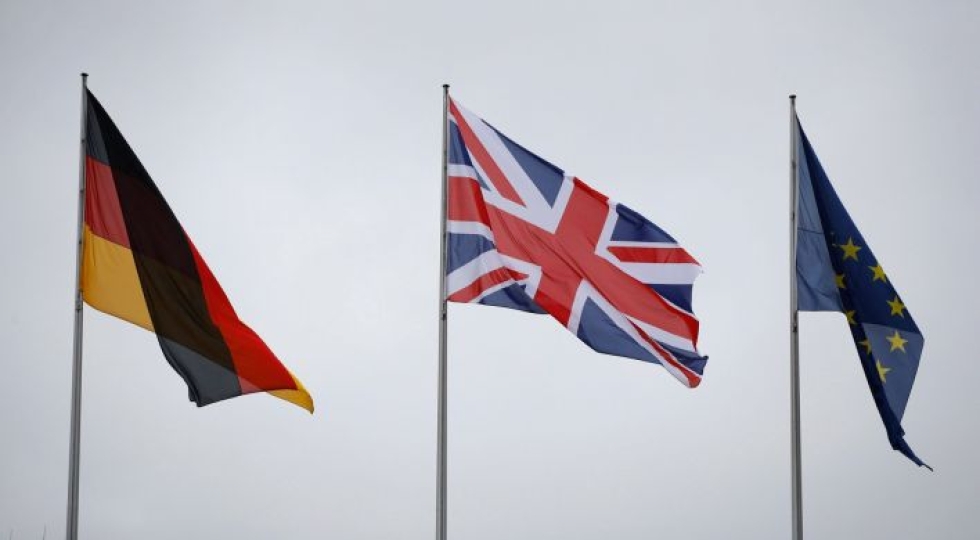 Jos Britannia eroaa EU:sta ilman sopimusta, työpaikkojen suhteen EU-maista eniten kärsisi Saksa. LEHTIKUVA/AFP