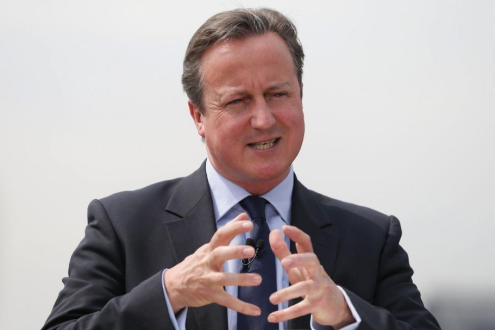 "Jos äänestämme lähdön puolesta, päätös on tehty, se on peruuttamaton", pääministeri David Cameron sanoi EU-jäsenyydestä pidettävän kansanäänestyksen lähestyessä. LEHTIKUVA / AFP