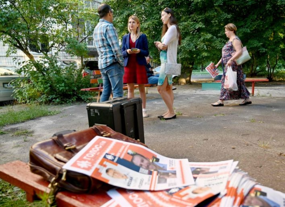 Vaalikampanjointia Kiovassa. Lehtikuva / AFP