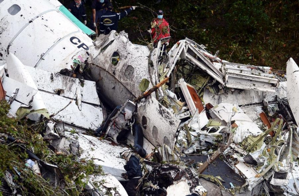 LAMIA-lentoyhtiön kone syöksyi maahan marraskuun lopulla Kolumbiassa. LEHTIKUVA/AFP