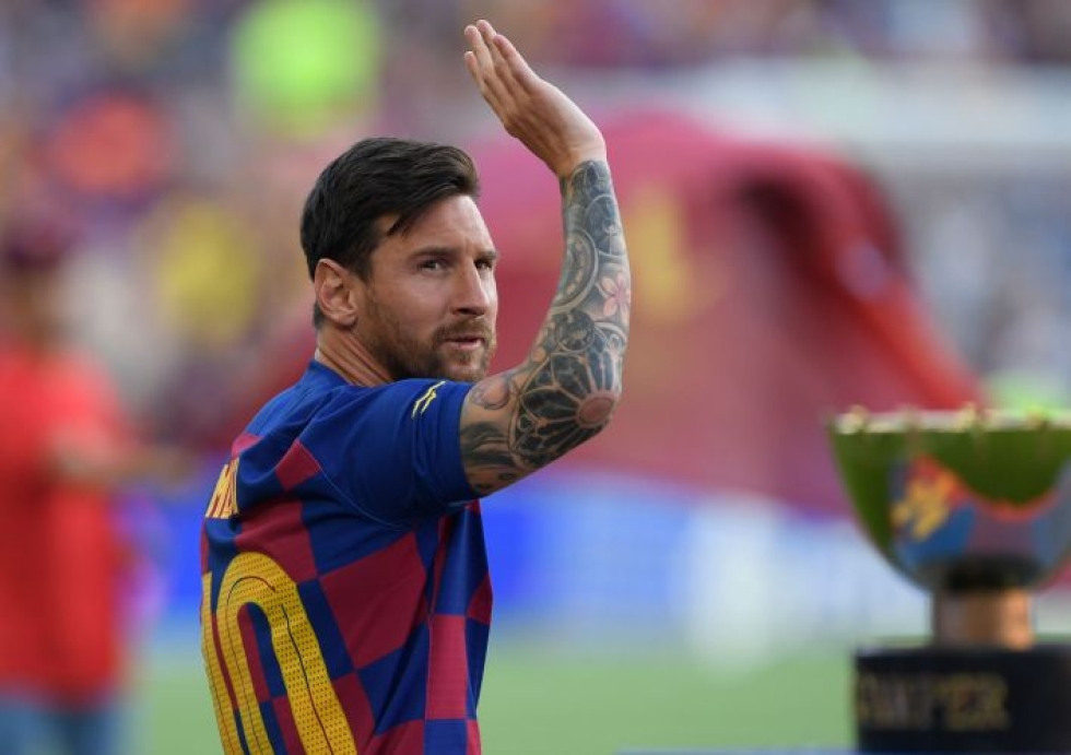 Pohjevammasta pari viikkoa kärsinyt Messi harjoitteli aamun itsekseen, ja liittyi joukkuetovereiden seuraan iltapäivän treeneissä. Kuvassa Messi Barcelonan ja Arsenalin ottelussa kuun alussa.  LEHTIKUVA / AFP / JOSEP LAGO