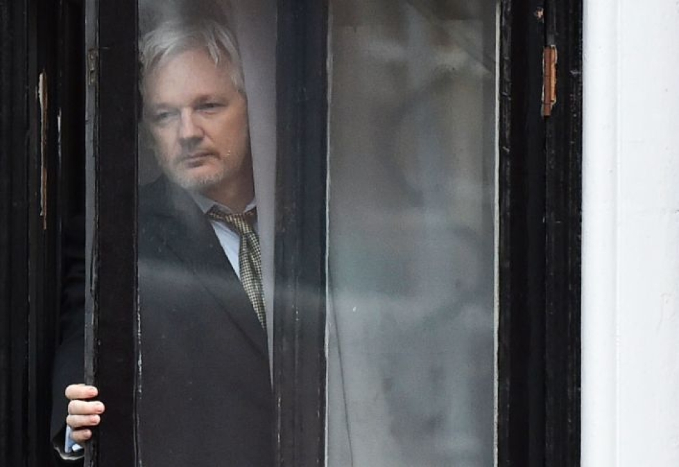 Tietovuotaja Julian Assange on pakoillut Ecuadorin Lontoon-lähetystössä vuodesta 2012. LEHTIKUVA/AFP