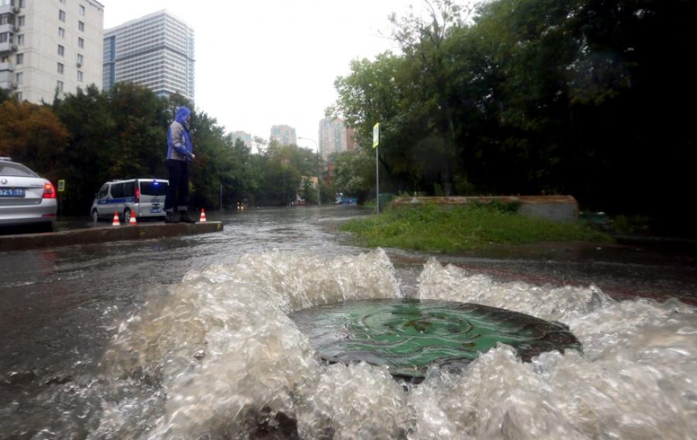 Venäjän valtion sääpalvelun mukaan yksin viime yönä satoi 48 millimetriä vettä. LEHTIKUVA / AFP