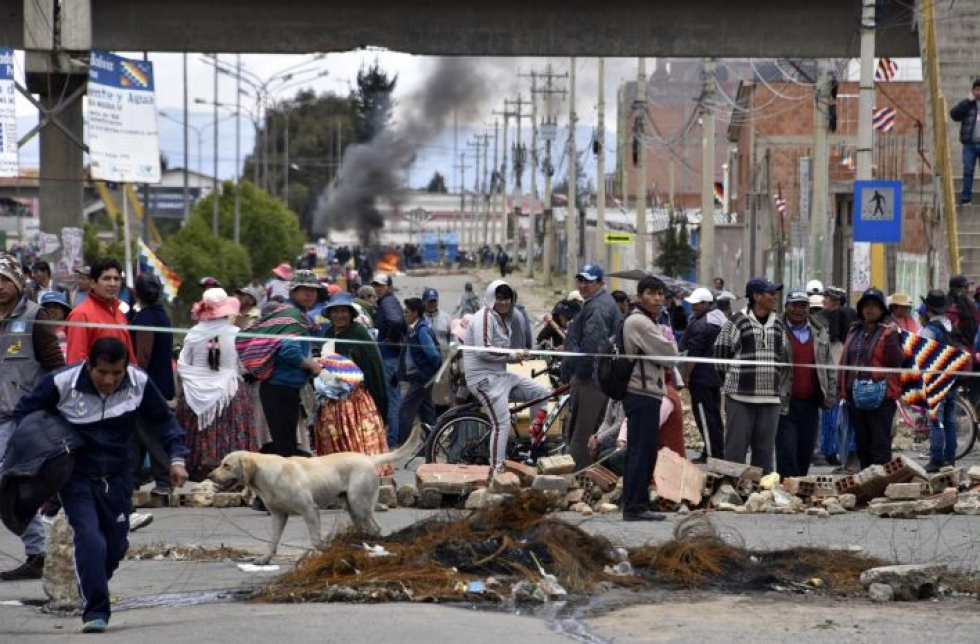Levottomuudet ovat piinanneet Boliviaa viime päivinä. Lehtikuva/AFP
