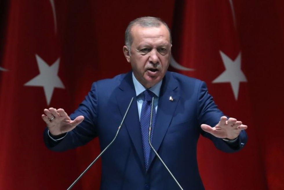 Turkin presidentti Recep Tayyip Erdogan on uhannut avata portit Eurooppaan Syyrian pakolaisille, jos Turkin tahtoon turvavyöhykkeestä ei suostuta. Lehtikuva/AFP