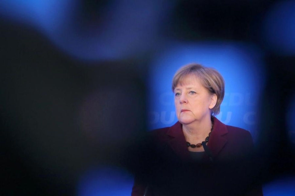 Saksan liittokansleri Angela Merkel sanoi ennen kokousta, etteivät asiat ole edenneet toivotulla tavalla Ukrainassa, vaan konflikti on jähmettynyt paikoilleen.  LEHTIKUVA/AFP