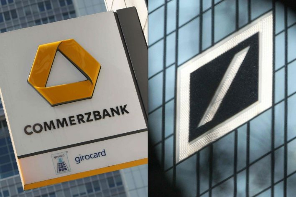 Deutsche Bankin ja Commerzbankin keskustelut eivät välttämättä johda yhdistymiseen. LEHTIKUVA / AFP