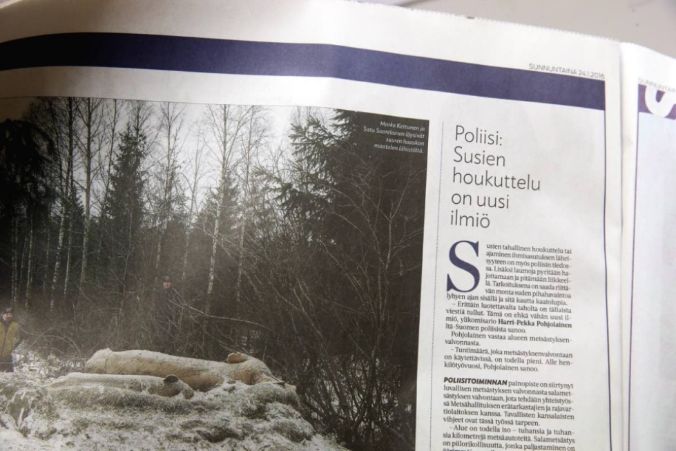 Kohua herättänyt susijuttu julkaistiin myös Karjalaisessa Sunnuntaisuomalaisen sivuilla viime sunnuntaina.