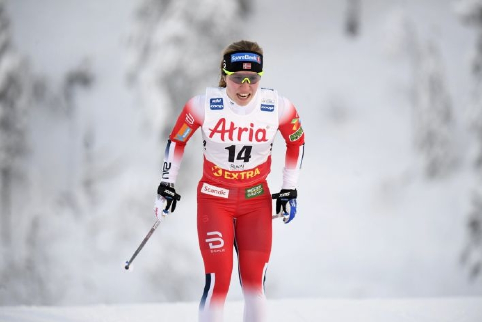 Maastohiihdon norjalainen nuorten maailmanmestari Helene Marie Fossesholm voitti jo Norjan naisten mestaruuden. LEHTIKUVA / Vesa Moilanen