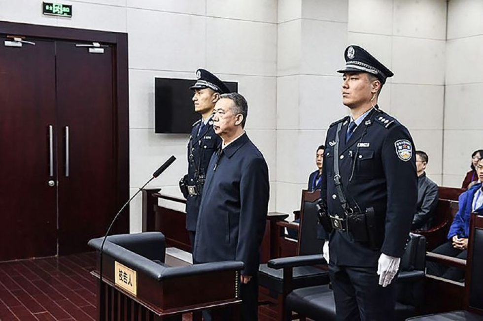 Meng Hongwei oli nimitetty Interpolin johtoon vuonna 2016. LEHTIKUVA/AFP