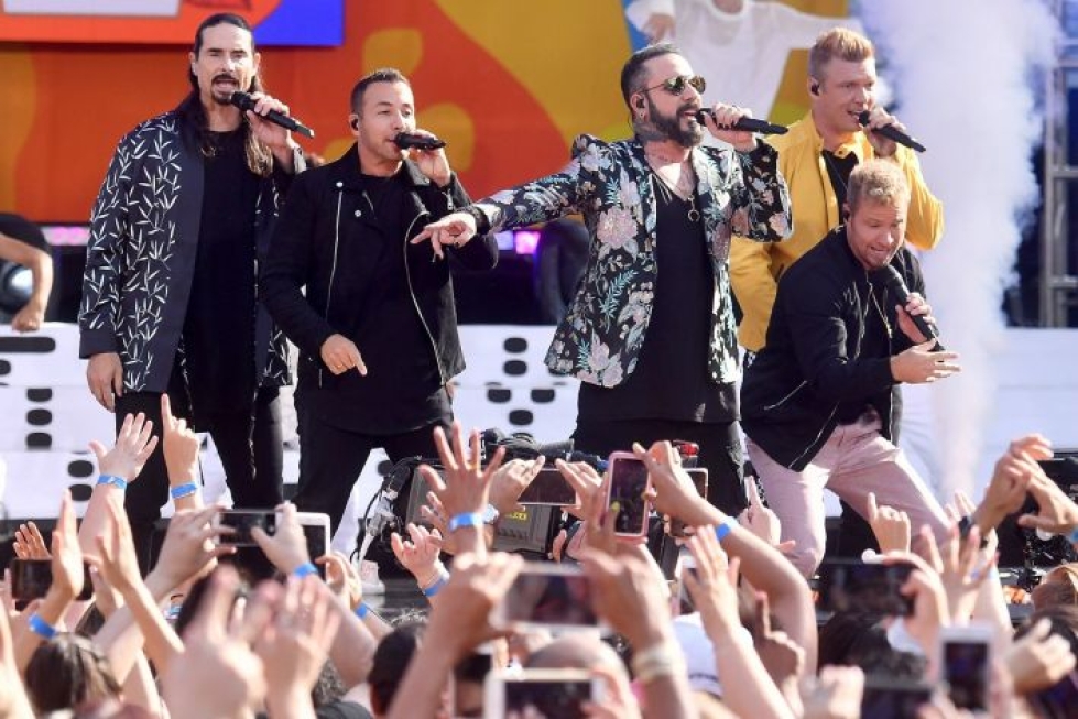 Backstreet Boys julkaisee ensi vuonna uuden levyn ja esiintyy Suomessa kesäkuussa. Kuva on New Yorkista heinäkuulta. LEHTIKUVA / AFP