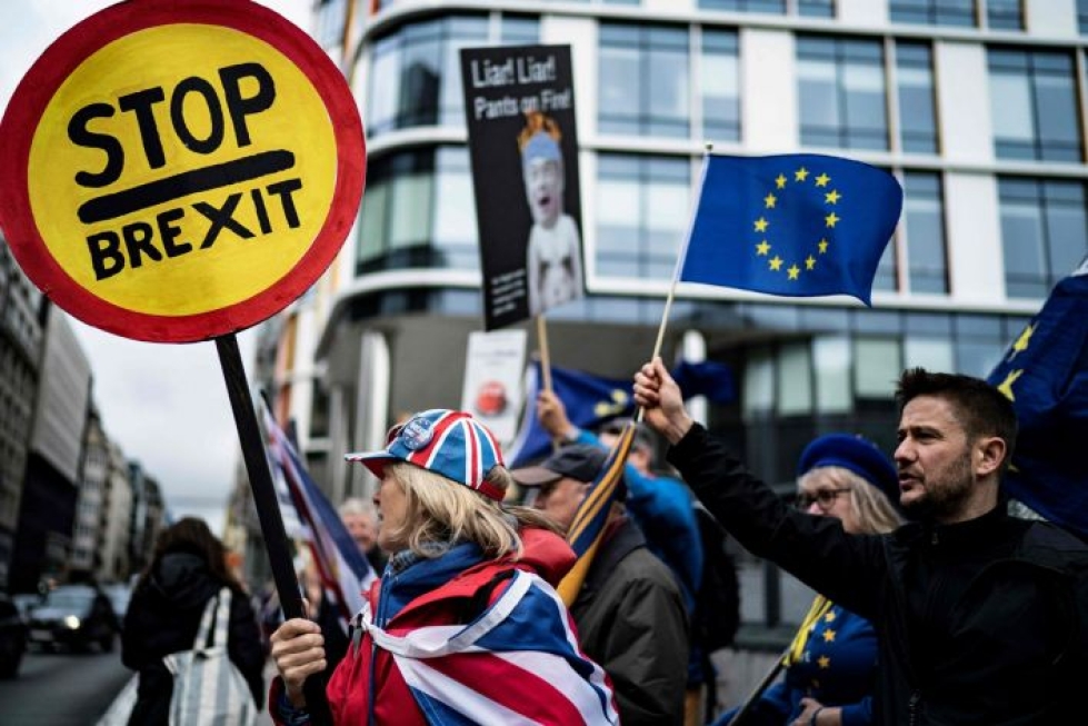Tämänhetkisen aikataulun mukaan Britannia olisi jättämässä EU:n 31. lokakuuta. LEHTIKUVA/AFP