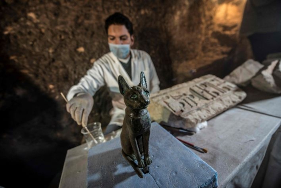 Muinaisessa Egyptissä kissoilla oli erityinen asema ja niiden muumiointi oli yleistä. LEHTIKUVA/AFP