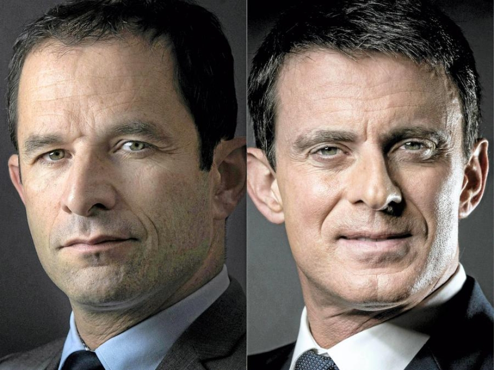 Benoit Hamon (vasemmalla) ja Manuel Valls.