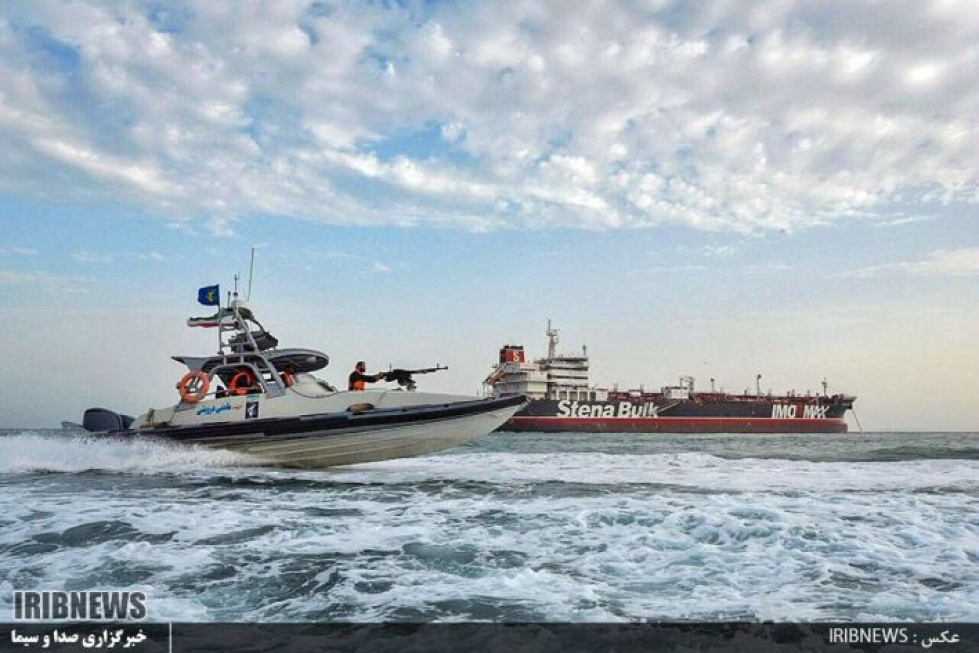 Iran otti viime viikolla haltuunsa Britannian lipun alla Hormuzinsalmessa seilanneen Stena Impero -tankkerin. LETHIKUVA/AFP