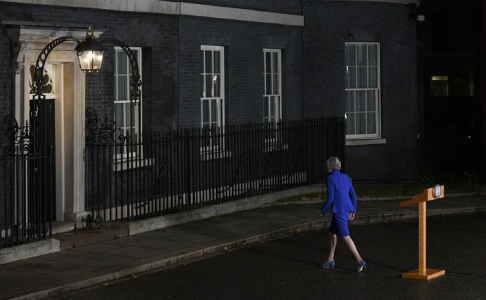 Pääministeri Mayn mielestä hallitsematon brexit voidaan estää vain äänestämällä hänen neuvottelemansa erosopimuksen puolesta. LEHTIKUVA/AFP