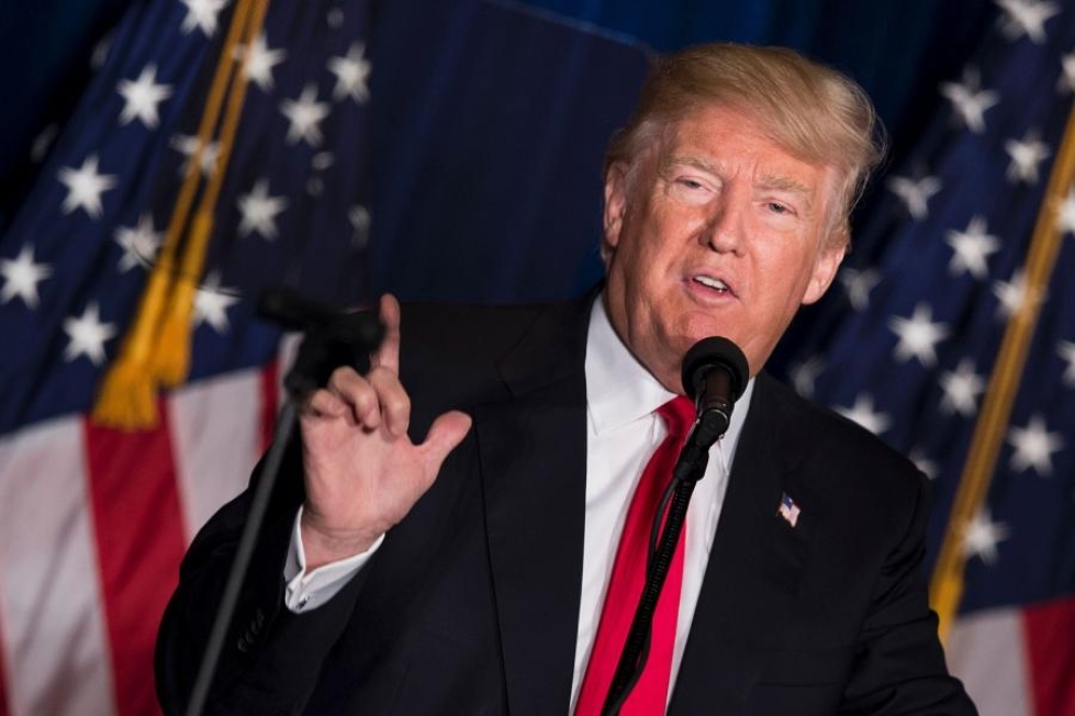 Donald Trump puhui siitä, millainen hänen ulkopoliittinen linjansa olisi. Lehtikuva/AFP