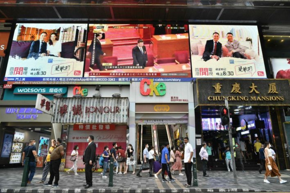 Kiinan julkilausuttuna tavoitteena on muun muassa estää maan kansallista turvallisuutta vaarantava kumouksellinen toiminta Hongkongin alueella. Lehtikuva/AFP