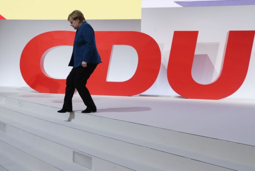 CDU:ta pitkään johtanut Merkel ilmoitti lokakuussa, ettei hän asetu enää uudelleen ehdolle puolueen johtoon. LEHTIKUVA/AFP