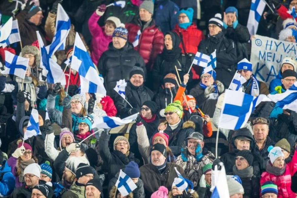 Yleisöä Kontiolahden maailmancupista keväältä 2017.
