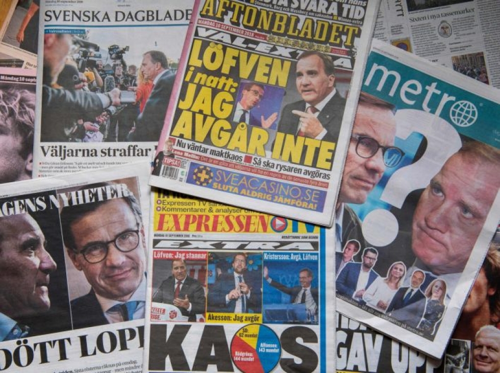 Kummastakin blokista on sanottu, että hallitusyhteistyö ruotsidemokraattien kanssa ei tule kysymykseen. LEHTIKUVA/AFP
