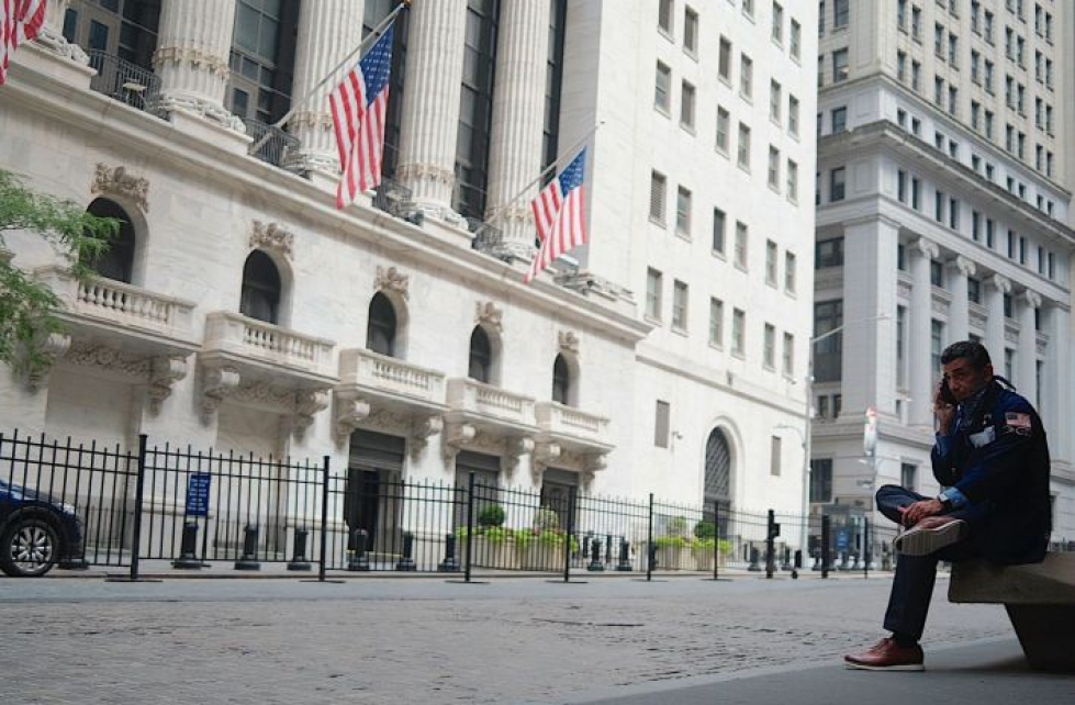 New Yorkin pörssin keskeiset indeksit päätyivät maanantaina plussalle.  LEHTIKUVA / AFP