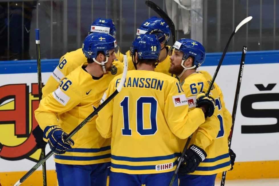 Ruotsi rutisti Latviasta 2–1-voiton jatkoaikamaalilla. LEHTIKUVA/AFP
