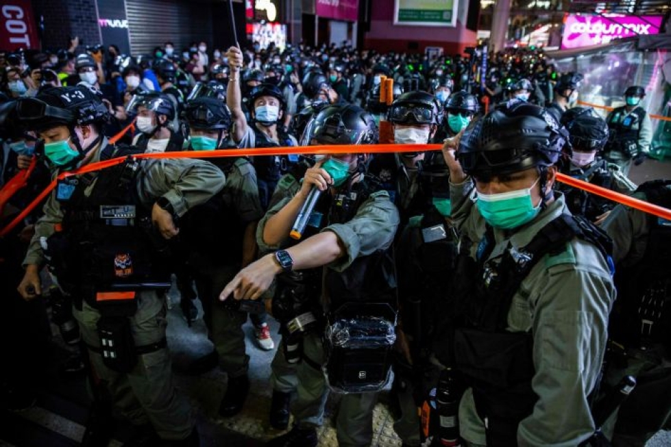 Hongkongissa on osoitettu viime aikoina jälleen mieltä Kiinan suunnittelemaa uutta turvallisuuslakia vastaan. LEHTIKUVA/AFP