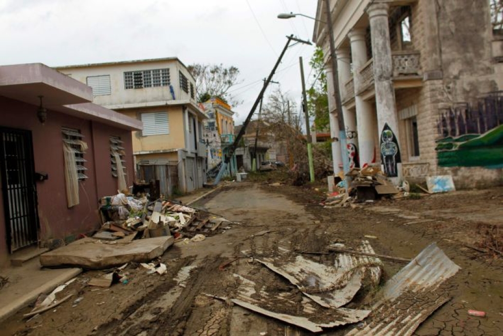 Hurrikaani Maria auheutti Puerto Ricossa laajaa tuhoa viime vuonna. LEHTIKUVA/AFP