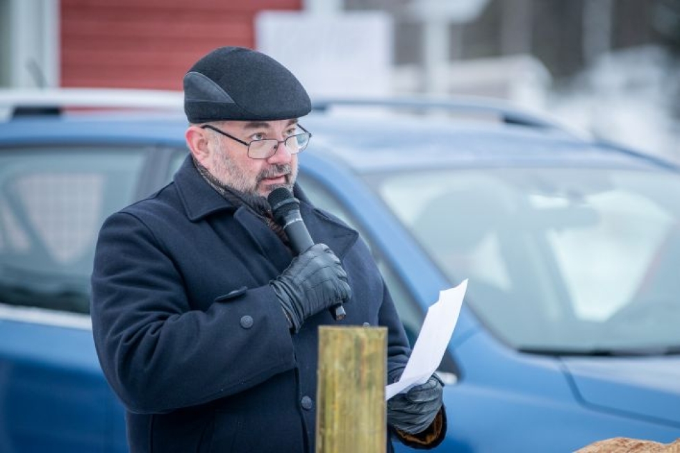 Jari Varjo puhui lauantaina Erätulilla Lieksassa.