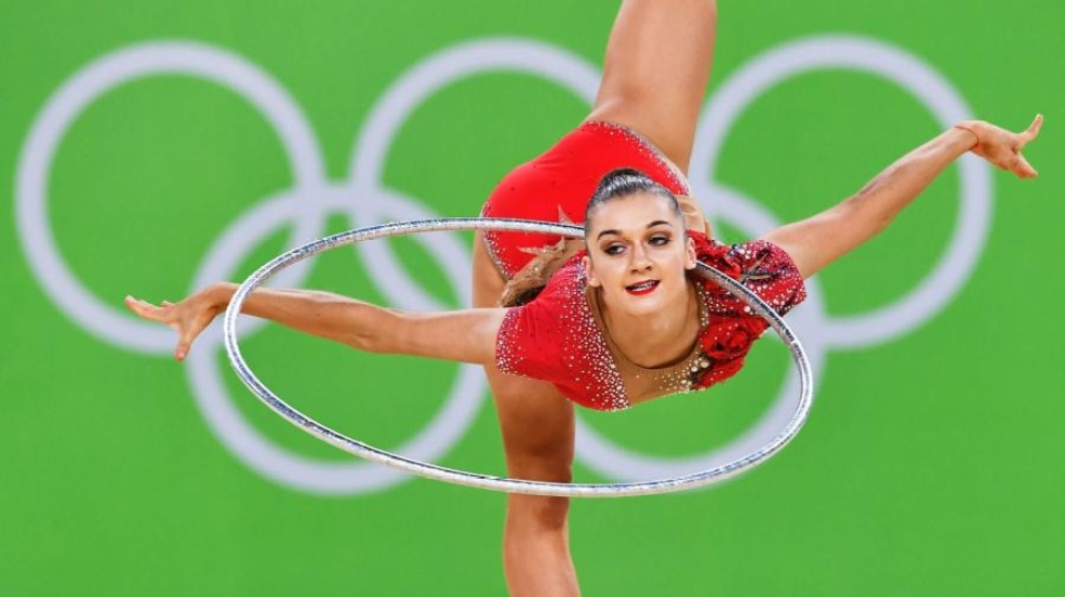 Vantaalainen Ekaterina Volkova toi Suomelle Riosta kaikkien aikojen parhaan olympiasijoituksen rytmisessä voimistelussa. LEHTIKUVA/AFP