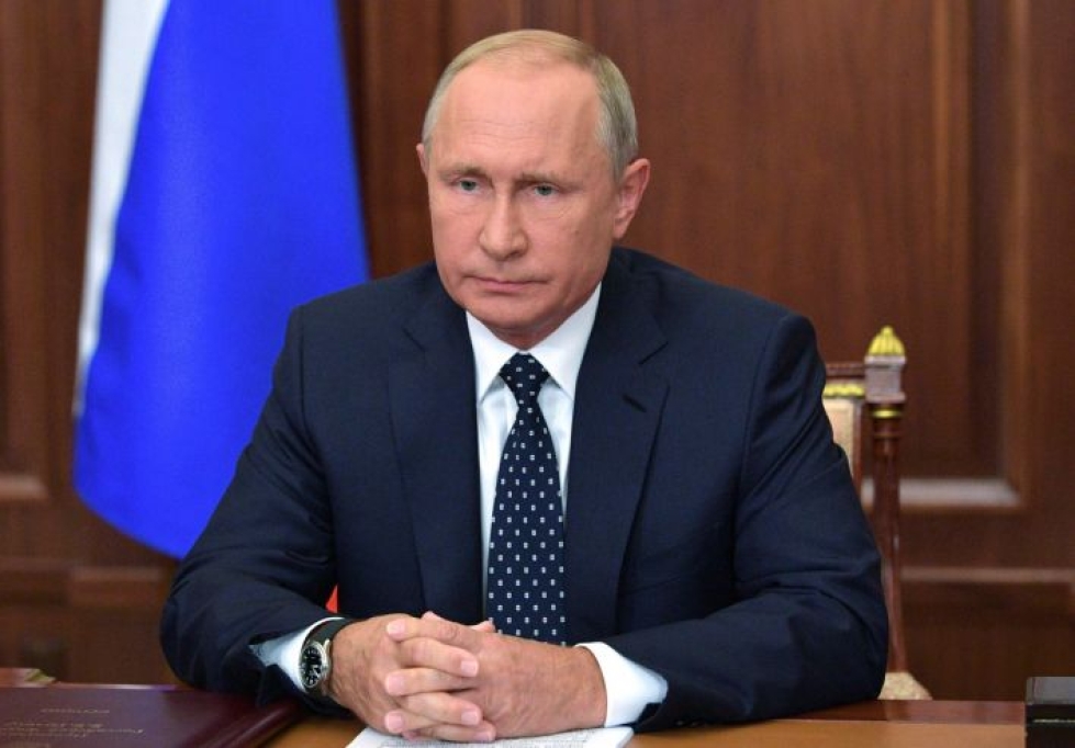 Venäjän presidentti Vladimir Putin kertoi muutoksesta eläkeuudistukseen tänään pitämässään puheessa. LEHTIKUVA/AFP