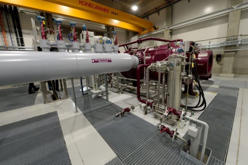 Balticconnector-kaasuputken kompressoriasemaa esiteltiin Inkoossa viime marraskuussa. LEHTIKUVA / MIKKO STIG
